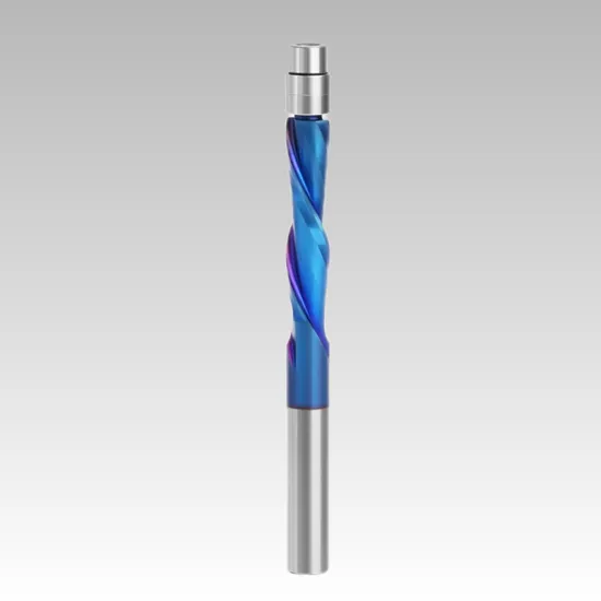 1/4" Shank Blue-Coated Solid Carbide Trim Router Bit – High-Speed Woodworking Carving